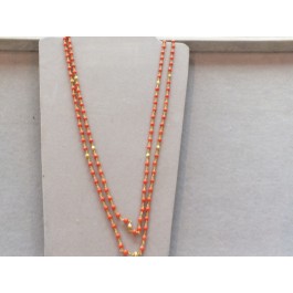 2-strand coral necklace with gold beads