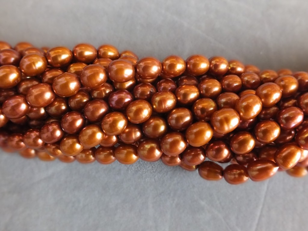 Fresh water pearls  strands {fwp},dyed-rust color