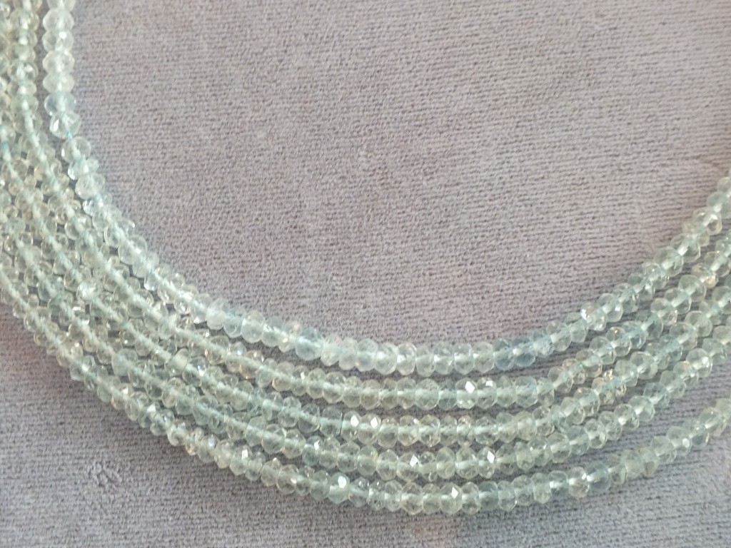 Faceted Aquamarine strands 3-4 mm
