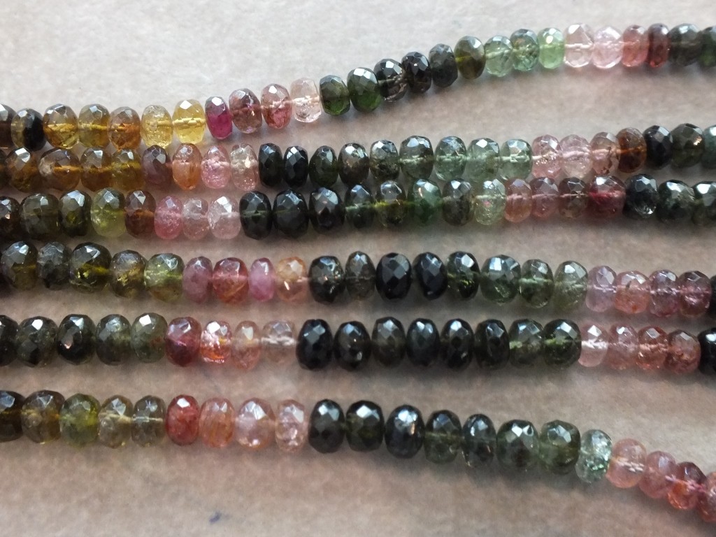 Faceted tourmoline strands