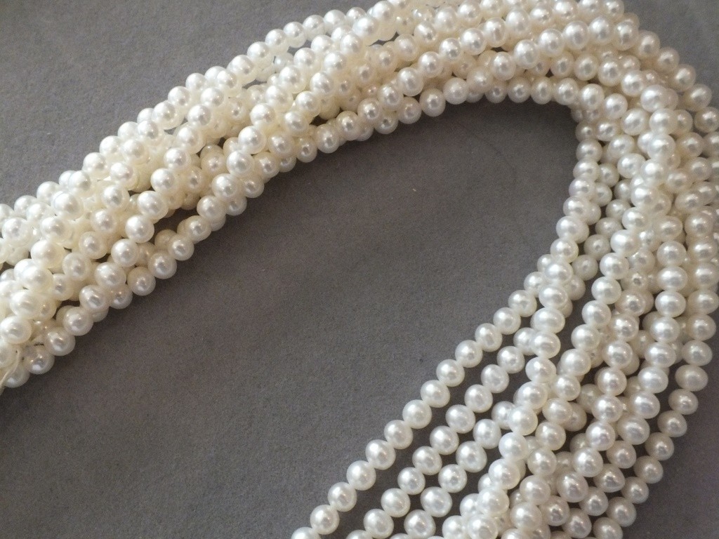 potato shape white fresh water pearls, 5-5.5 mm, 16 in long