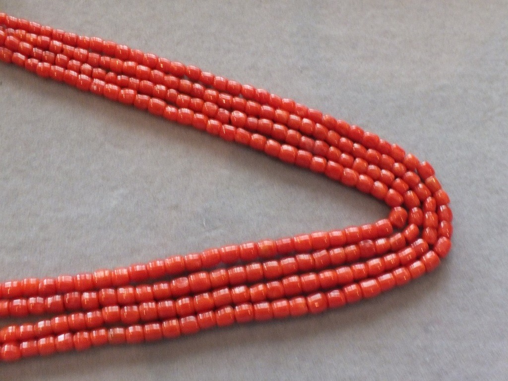 Real barrel shape coral strands, 4-4.5 mm