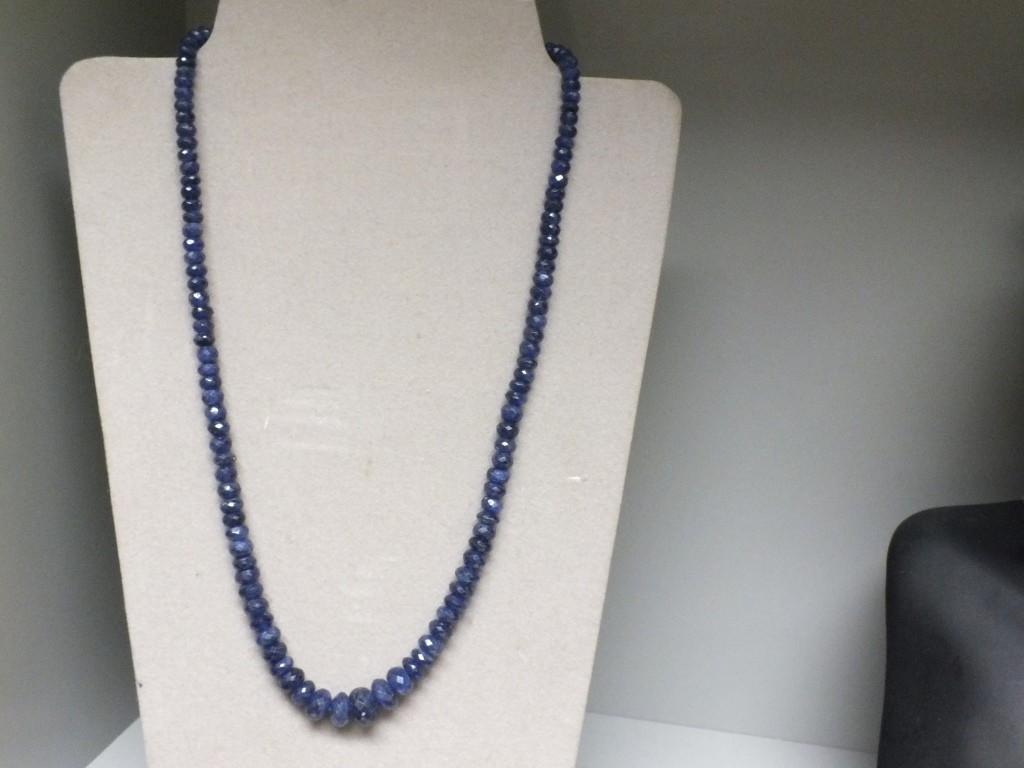 Faceted, graduated treated blue Sapphire Necklace