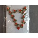 Coral and jade necklace with matching earrings