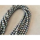 Grey oval shape fresh water pearl strands, 6.5-7 mm 